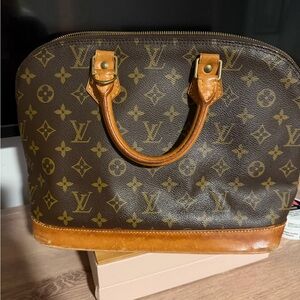 Louis Vuitton Monogram Satchel with Tan Accents
